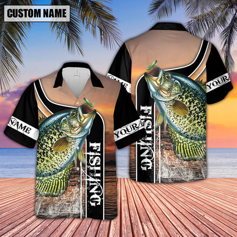 Maxcorner Crappie Fishing Sunset Personalized 3D Hawaiian Shirt