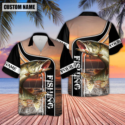 Maxcorner Pike Fishing Sunset Personalized 3D Hawaiian Shirt