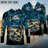 Maxcorners Bass Fishing Camo Pattern Personalized Name 3D Hooded Long Sleeves Shirt