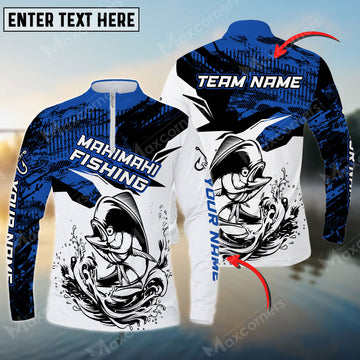 Maxcorners Mahi-Mahi Personalized Name Long Sleeve Quarter Zip Jersey Shirt