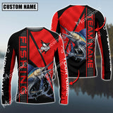 Maxcorners Marlin Fishing Black And Red Line Pro Sport Jersey Pattern Sun Protection Personalized Name Team Name 3D Shirts