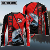 Maxcorners Chinook Fishing Black And Red Line Pro Sport Jersey Pattern Sun Protection Personalized Name Team Name 3D Shirts