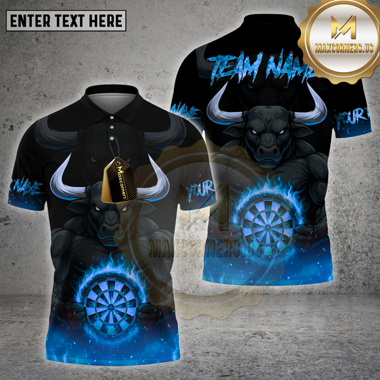 Maxcorners Darts Bull Angry Flame Bullseye Multicolor Options Personalized Name, Team Name 3D Shirt (4 Colors)