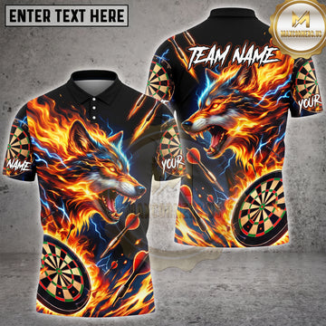 Maxcorners Darts Angry Wolf Fire Lightning Multi Options Personalized Name, Team Name Unisex 3D Shirt (4 Colors)