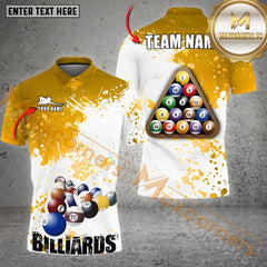 Maxcorners Billiard Retro Paint Style Options Personalized Name, Team Name 3D Polo Shirt (4 Colors)
