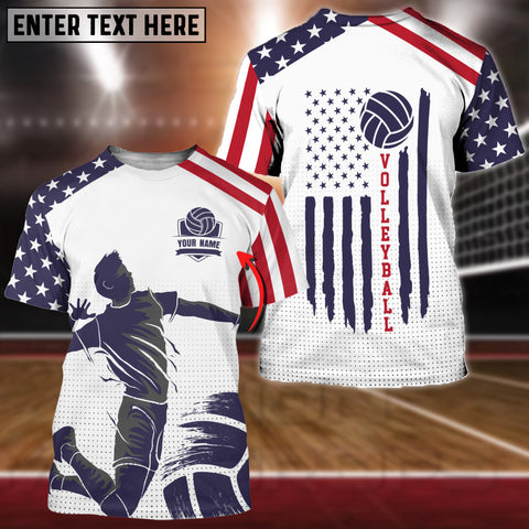Maxcorners Volleyball USA Flag Personalized T-Shirt
