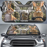 Maxcorners Rabbit Hunting Driving Camo Pattern Custom Name All Over Printed 3D Car Sun Shade