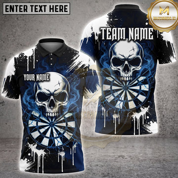 Maxcorners Darts Skull Smoke Flame Dartboard Splatter Brush Multi Options Personalized Name, Team Name Unisex 3D Shirt (5 Colors)