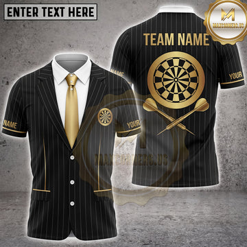 Maxcorners Darts Pinstripe Business Suit Necktie Dartboard Crest Multi Options Personalized Name, Team Name Unisex 3D Shirt (5 Colors)