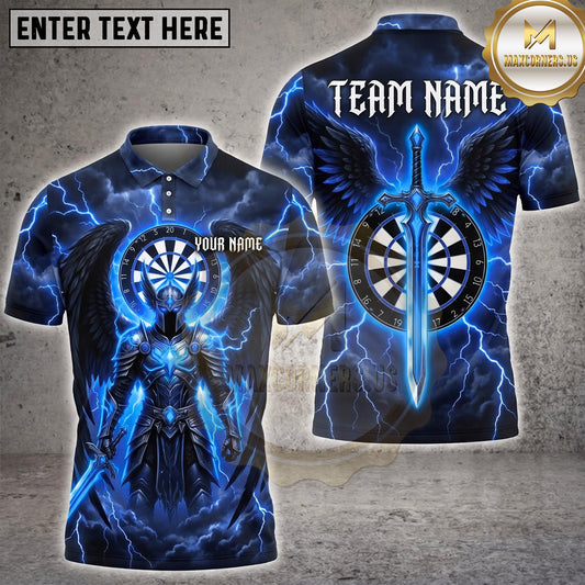 Maxcorners Darts Winged Dark Knight Lightning Glowing Sword Dartboard Multi Options Personalized Name, Team Name Unisex 3D Shirt (4 Colors)
