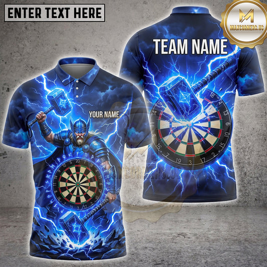 Maxcorners Darts Viking Thor God Of Thunder Lightning Hammer Rune Dartboard Multi Options Personalized Name, Team Name Unisex 3D Shirt (4 Colors)