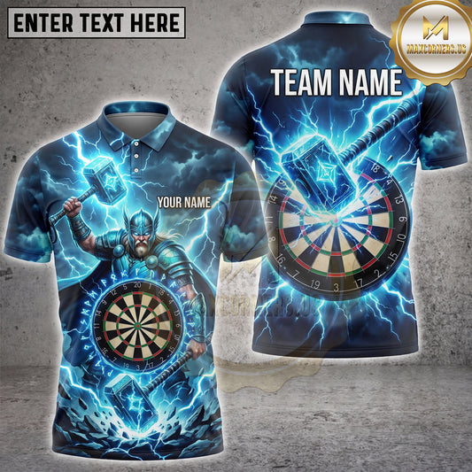 Maxcorners Darts Viking Thor God Of Thunder Lightning Hammer Rune Dartboard Multi Options Personalized Name, Team Name Unisex 3D Shirt (4 Colors)
