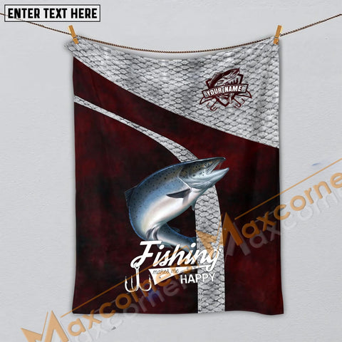 Maxcorners Custom Name Salmon Fishing Red Blanket