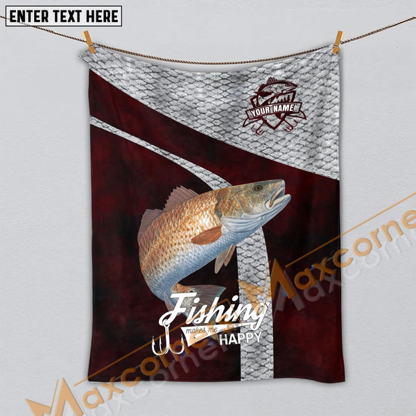 Maxcorners Custom Name Redfish Fishing Red Blanket