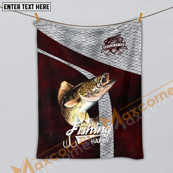 Maxcorners Custom Name Walleye Fishing Red Blanket