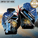 Maxcorners Bass Fishing Blue Smoke Pattern Pro Sport Jersey Personalized Name And Team Name Ice Fishing Hoodie Shirt