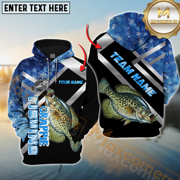 Maxcorners Crappie Fishing Blue Smoke Pattern Pro Sport Jersey Personalized Name And Team Name Ice Fishing Hoodie Shirt