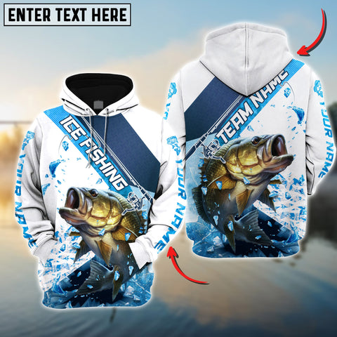 Maxcorners Bass Fishing Rod Blue Pattern Pro Sport Jersey Personalized Name And Team Name Ice Fishing Hoodie Shirt