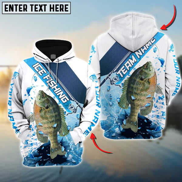 Maxcorners Bluegill Fishing Rod Blue Pattern Pro Sport Jersey Personalized Name And Team Name Ice Fishing Hoodie Shirt