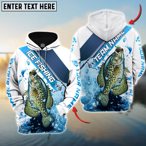 Maxcorners Crappie Fishing Rod Blue Pattern Pro Sport Jersey Personalized Name And Team Name Ice Fishing Hoodie Shirt