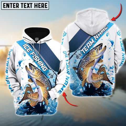 Maxcorners Trout Fishing Rod Blue Pattern Pro Sport Jersey Personalized Name And Team Name Ice Fishing Hoodie Shirt