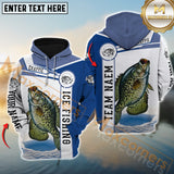 Maxcorners Crappie Fishing Blue Pattern Pro Sport Jersey Personalized Name And Team Name Ice Fishing Hoodie Shirt