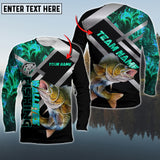 Maxcorners Walleye Fishing Cyan Smoke Pattern Pro Sport Jersey Personalized Name And Team Name Long Sweat Shirt