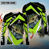 Maxcorner Crappie Fishing  Jersey Green Line Pattern Personalized 3D Long Sleeve Shirt