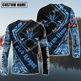 Maxcorner Marlin Fishing Fishing Rapper Blue Camo Pattern Personalized 3D Long Sleeve Shirt