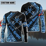 Maxcorner Walleye Fishing Fishing Rapper Blue Camo Pattern Personalized 3D Long Sleeve Shirt