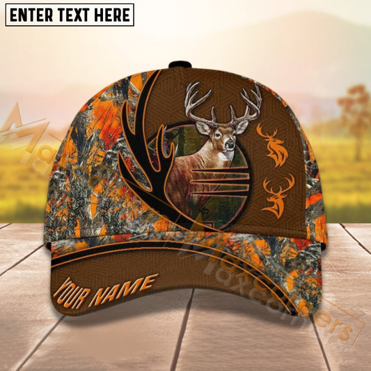 Maxcorners Deer Hunting Color Leather Camo Pattern Personalized Name 3D Cap For Deer Hunter (8 colors)