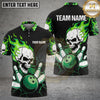Maxcorners Skull Bowling Shirt Blue Flame Bowling Ball Graphic Multi Options Personalized Name, Team Name Unisex 3D Shirt (4 Colors)