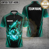 Maxcorners Bowling Polo Shirt Fiery Blue Bull and Bowling Pin Graphic Multi Options Personalized Name, Team Name Unisex 3D Shirt (4 Colors)