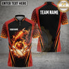Maxcorners Bowling Polo Shirt Fiery Blue Bull and Bowling Pin Graphic Multi Options Personalized Name, Team Name Unisex 3D Shirt (4 Colors)