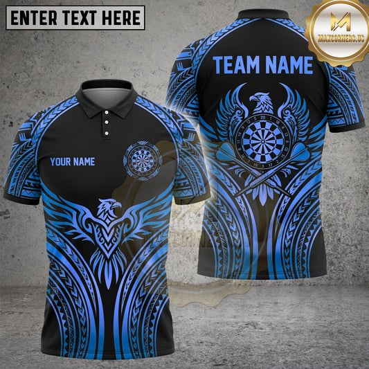 Maxcorners Darts Polo Shirt Eagle Dartboard Tribal Design Multi Options Personalized Name, Team Name Unisex 3D Shirt (6 Colors)