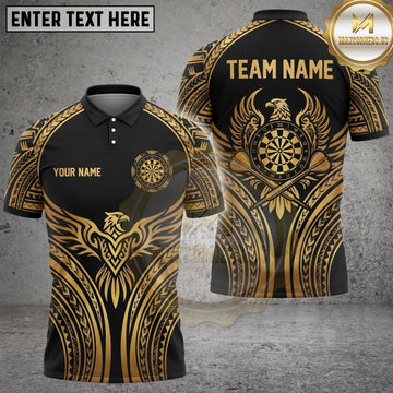 Maxcorners Darts Polo Shirt Eagle Dartboard Tribal Design Multi Options Personalized Name, Team Name Unisex 3D Shirt (6 Colors)