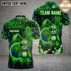 Maxcorners Bowling Bunny Polo Shirt Creepy Stitched Bunny Bowling Ball Design Multi Options Personalized Name, Team Name Unisex 3D Shirt (4 Colors)