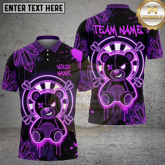 Maxcorners Dart Bear Dartboard Graphic Personalized Name, Team Name Unisex 3D Shirt (4 Colors)