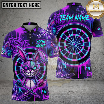 Maxcorners Dart Bunny Cartoon Graffiti Target Personalized Name, Team Name Unisex 3D Shirt (4 Colors)