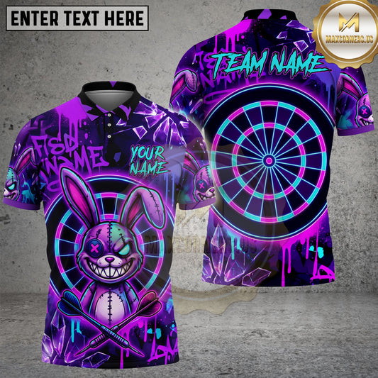Maxcorners Dart Bunny Cartoon Graffiti Target Personalized Name, Team Name Unisex 3D Shirt (4 Colors)