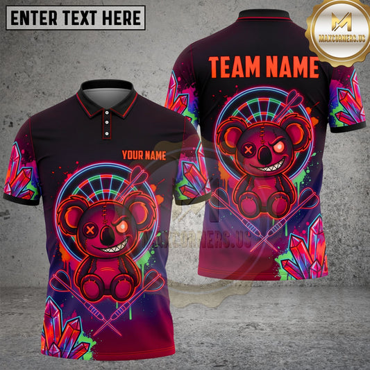 Maxcorners Dart Koala Graffiti Target Crystal Personalized Name, Team Name Unisex 3D Shirt (4 Colors)