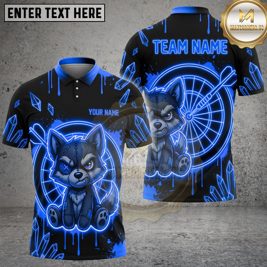 Maxcorners Darts Wolf Crystal Graffiti Target Personalized Name, Team Name Unisex 3D Shirt (4 Colors)