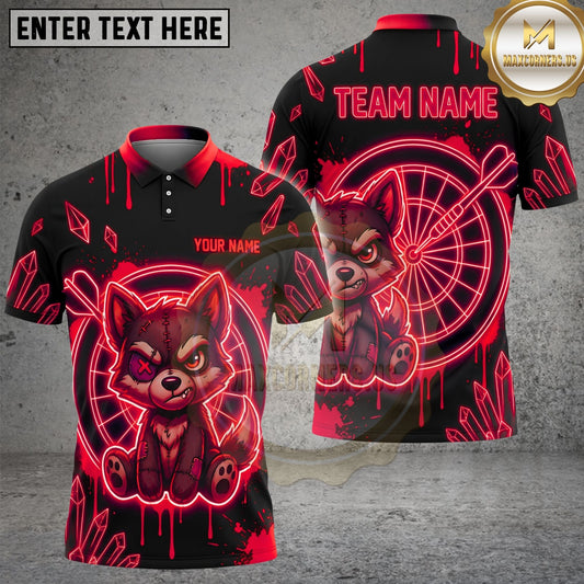 Maxcorners Darts Wolf Crystal Graffiti Target Personalized Name, Team Name Unisex 3D Shirt (4 Colors)
