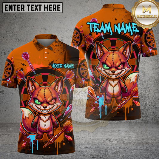 Maxcorners Darts Fox Cartoon Graffiti Target Crystal Personalized Name, Team Name Unisex 3D Shirt (4 Colors)