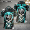 Maxcorners Bowling Skull King Glow Cracked Ice Design Personalized Name Team Name Unisex 3D Shirt (4 Colors)