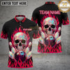 Maxcorners Bowling Shiny Skull Fire Flames Bowling Ball Pins Multi Options Personalized Name, Team Name Unisex 3D Shirt (4 Colors)