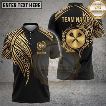 Maxcorners Darts Polo Shirt Crossed Darts Emblem Tribal Design Multi Options Personalized Name, Team Name Unisex 3D Shirt (6 Colors)
