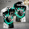 Maxcorners Bowling Skull Splatter Paint Cracked Pattern Bowling Ball Pins Multi Options Personalized Name, Team Name Unisex 3D Shirt (4 Colors)