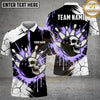 Maxcorners Bowling Skull Splatter Paint Cracked Pattern Bowling Ball Pins Multi Options Personalized Name, Team Name Unisex 3D Shirt (4 Colors)