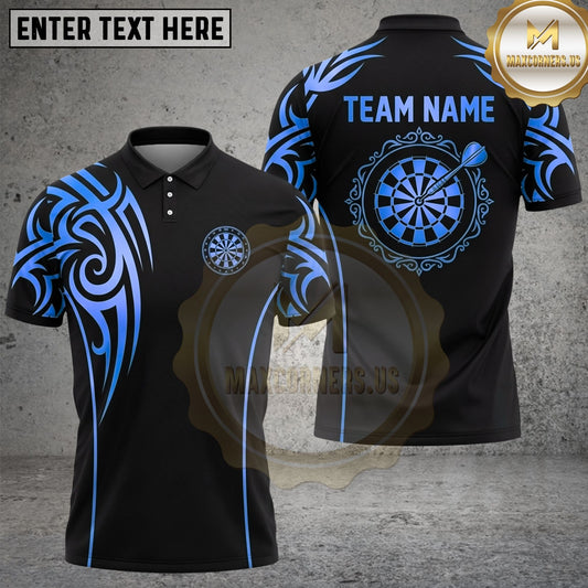 Maxcorners Darts Polo Shirt Elegant Floral Dartboard Design Multi Options Personalized Name, Team Name Unisex 3D Shirt (6 Colors)